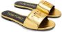 TOM FORD logo-plaque metallic-leather slides Gold - Thumbnail 3