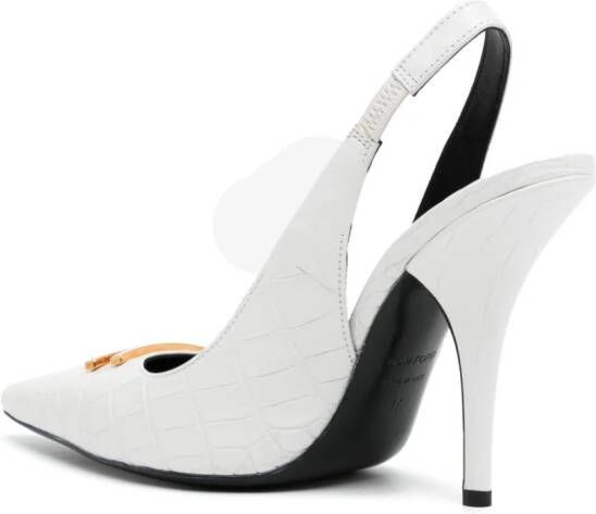 TOM FORD logo-plaque pointed-toe pumps White