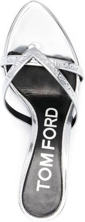 TOM FORD metallic leather mules Silver