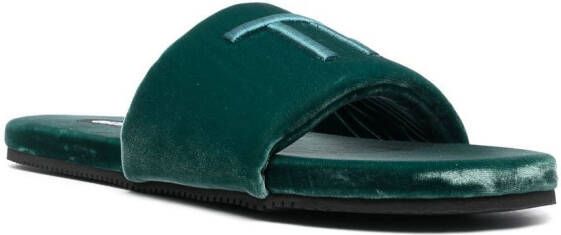 TOM FORD monogram velvet sandals Green