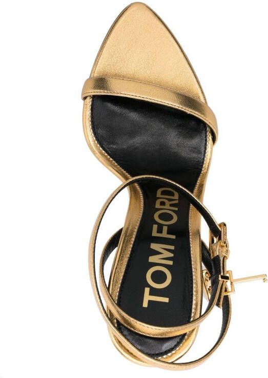 TOM FORD Padlock 115mm metallic sandals Gold
