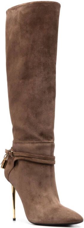 TOM FORD Padlock 120mm suede boots Brown