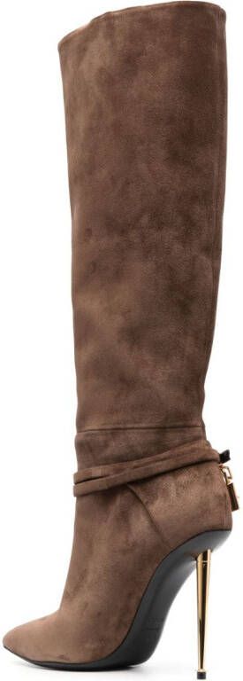 TOM FORD Padlock 120mm suede boots Brown