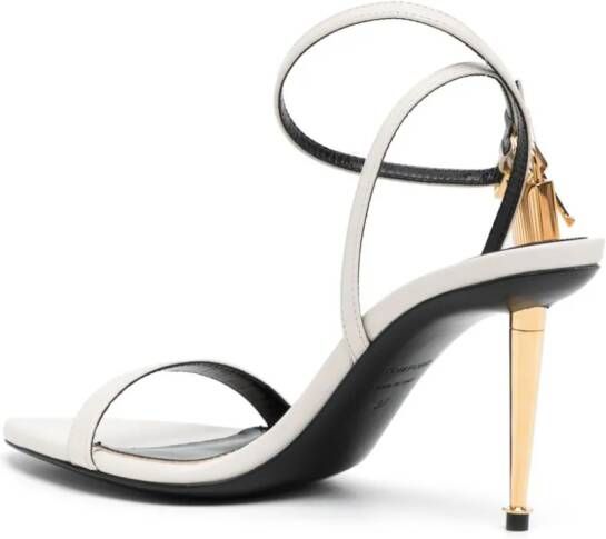 TOM FORD Padlock 85mm leather sandals White