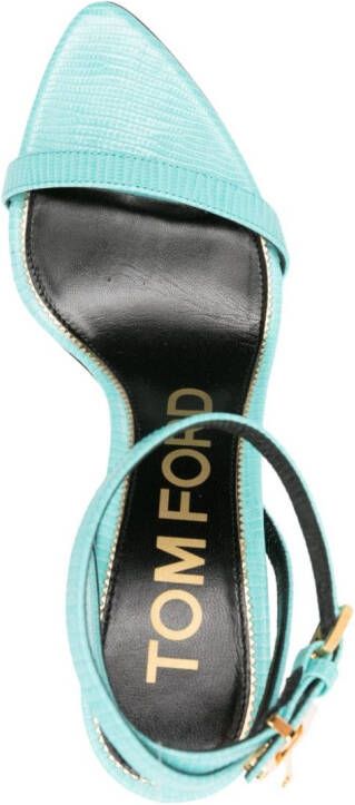 TOM FORD Padlock 85mm lizard-effect sandals Blue