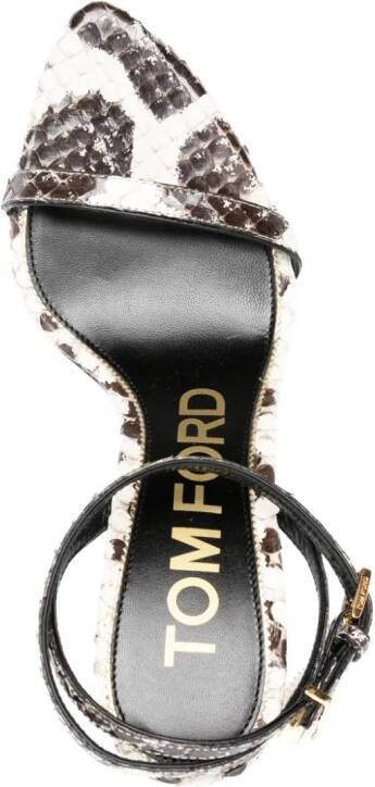 TOM FORD Padlock 95mm snakeskin-effect sandals Brown