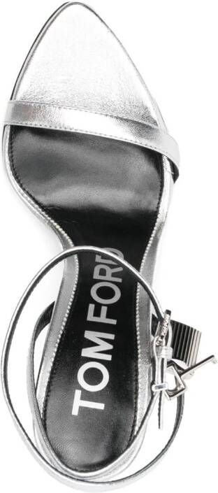 TOM FORD padlock-detail metallic sandals Silver