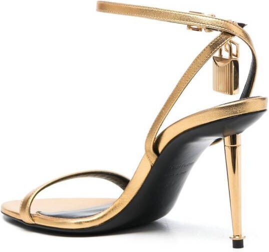 TOM FORD Padlock leather sandals Gold
