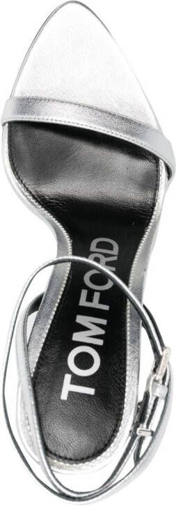 TOM FORD Padlock metallic open-toe sandals Grey