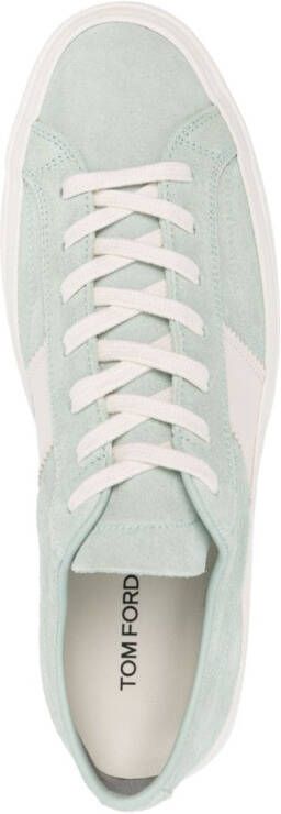 TOM FORD panelled lace-up suede sneakers Green