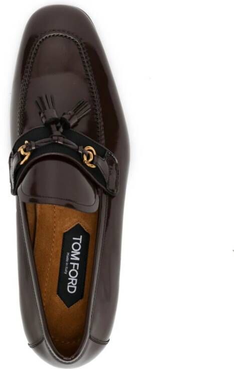 TOM FORD Sean tassel-detail leather loafers Brown