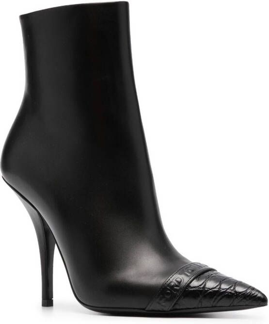 TOM FORD pointed toe leather ankle boots Black