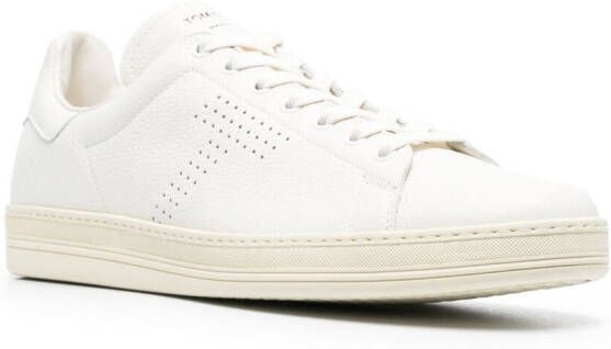 TOM FORD punch-hole detail lace-up sneakers White