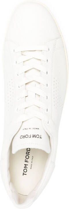 TOM FORD punch-hole detail lace-up sneakers White