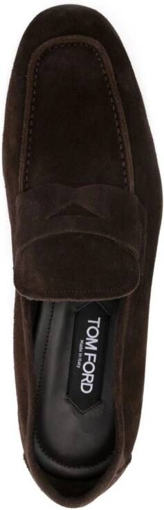 TOM FORD Sean penny-slot suede loafers Brown