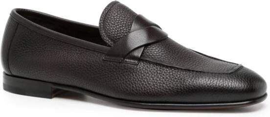 TOM FORD Sean twist-detail leather loafers Brown