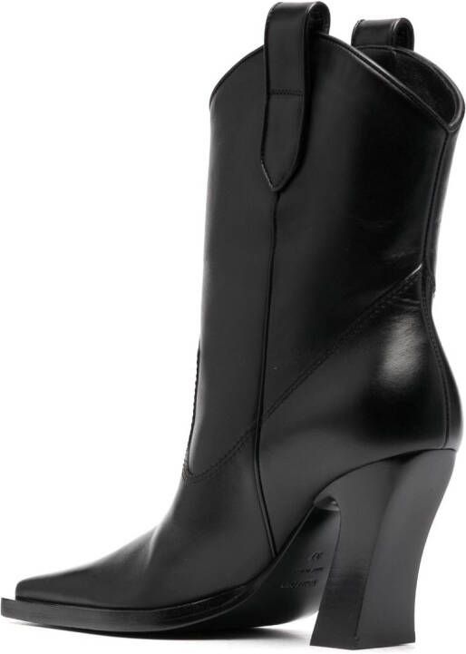 TOM FORD square-toe heeled leather boots Black