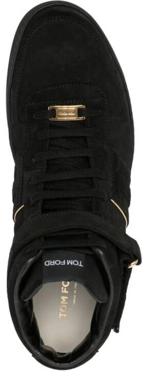TOM FORD suede logo-plaque sneakers Black