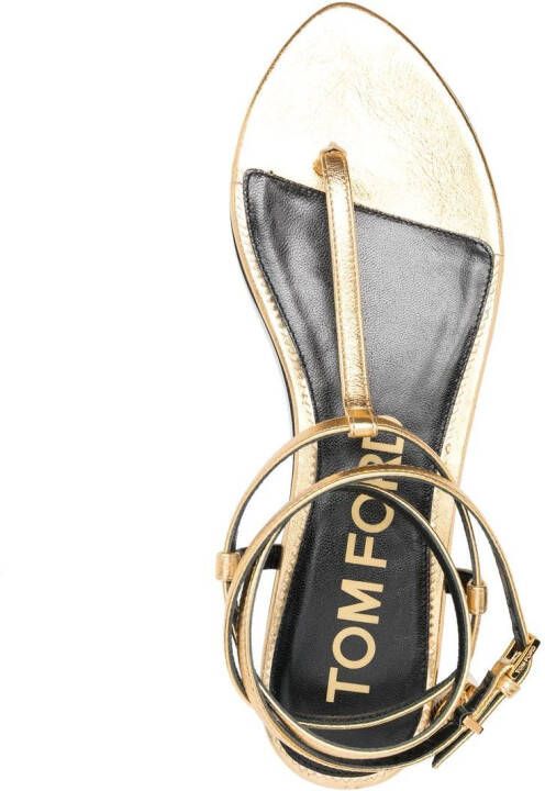 TOM FORD thong-strap leather sandals Gold