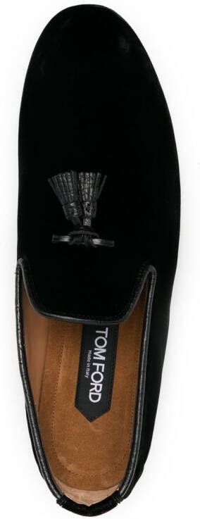 TOM FORD Velvet Nicholas tassel-detail slippers Black