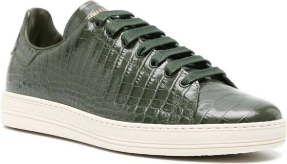 TOM FORD Warwick crocodile-embossed leather sneakers Green