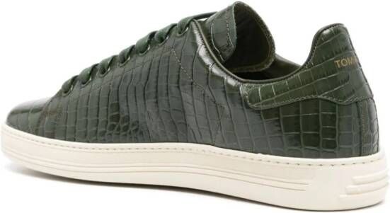 TOM FORD Warwick crocodile-embossed leather sneakers Green