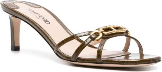 TOM FORD Whitney 55mm logo-chain mules Brown