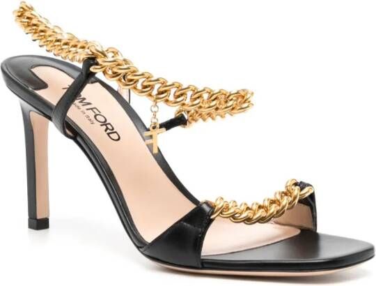 TOM FORD Zenith 90mm leather sandals Black