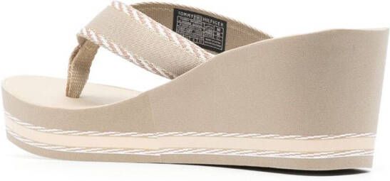 Tommy Hilfiger 65mm logo-strap wedge sandals Neutrals