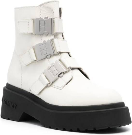 Tommy Hilfiger 70mm leather flatform boots White
