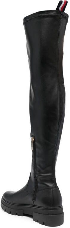 Tommy Hilfiger above-knee leather boots Black