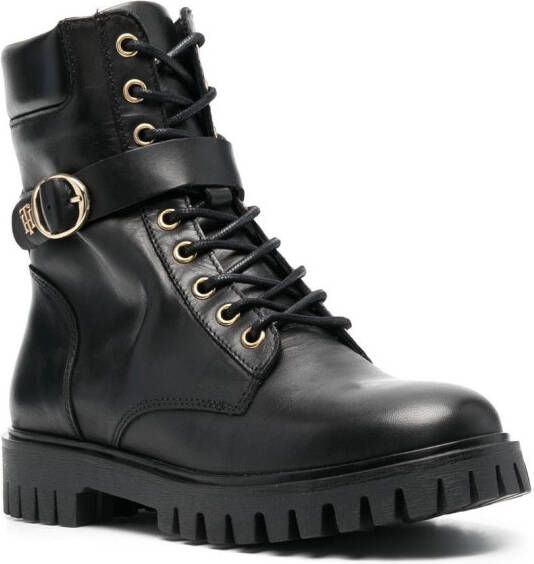 Tommy Hilfiger ankle-length leather biker boots Black