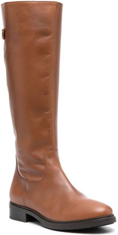 Tommy Hilfiger calf-length leather riding boots Brown