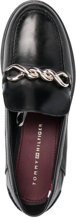 Tommy Hilfiger chain-link detail leather loafers Black