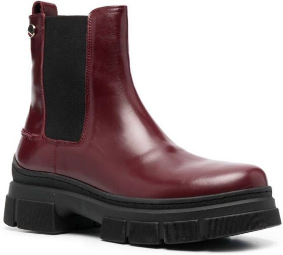 Tommy Hilfiger chunky-sole leather Chelsea boots Red