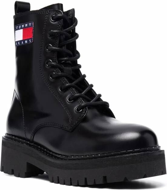 Tommy Hilfiger Cleat logo-badge combat boots Black