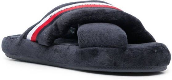 Tommy Hilfiger crossover straps faux-fur slippers Blue