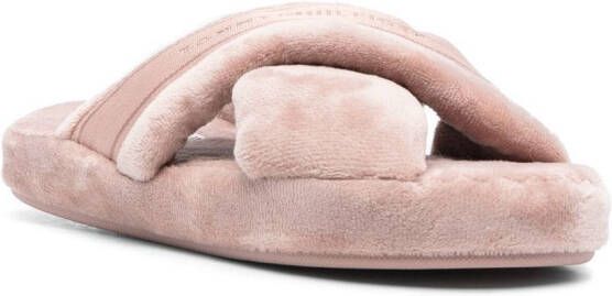 Tommy Hilfiger crossover straps faux-fur slippers Pink
