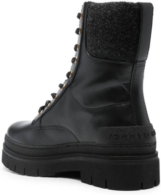 Tommy Hilfiger felted leather boots Black