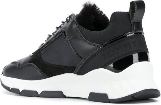 Tommy Hilfiger fur-trimmed low-top sneakers Black