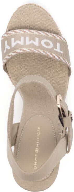 Tommy Hilfiger jacquard-logo 105mm wedge sandals Green