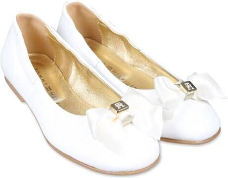 Tommy Hilfiger Junior bow-detailing leather ballerinas White