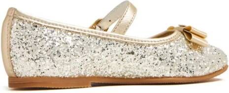 Tommy Hilfiger Junior glitter-detail leather ballerina shoes Gold