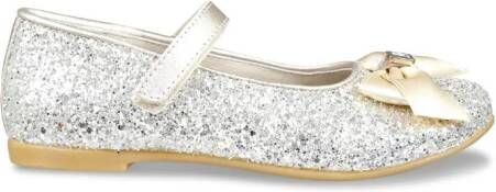 Tommy Hilfiger Junior glitter-embellished leather ballerina shoes Gold