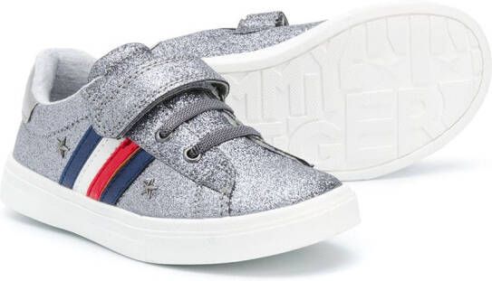 Tommy Hilfiger Junior glitter touch-strap sneakers Grey
