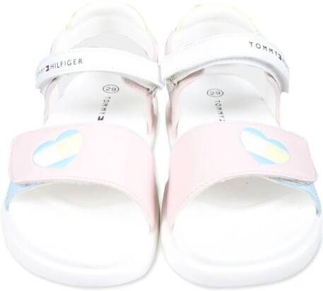 Tommy Hilfiger Junior heart-print touch-strap sandals Pink