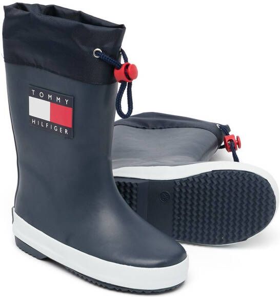 Tommy Hilfiger Junior logo-patch wellington boots Blue