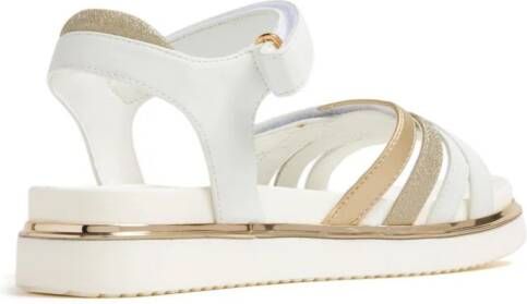 Tommy Hilfiger Junior metallic-effect faux-leather sandals White