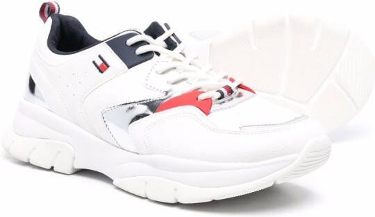 Tommy Hilfiger Junior Signature Flag metallic-panel sneakers White