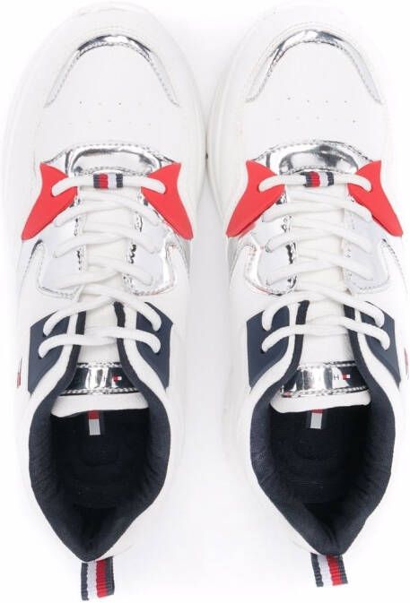 Tommy Hilfiger Junior Signature Flag metallic-panel sneakers White